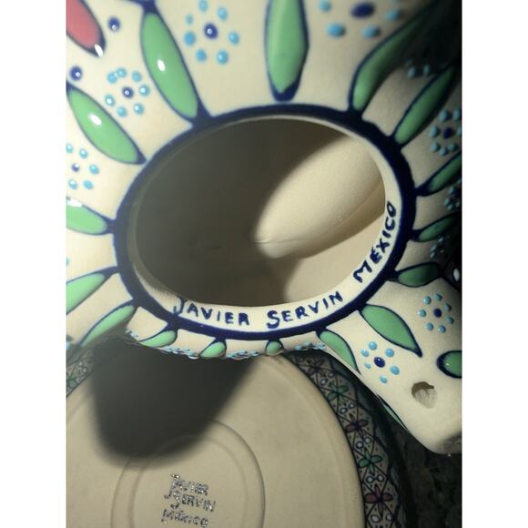 Javier Servin Mexico Talavera Soup Serving Bowl w/ Ladle & Underplate - Picture 4 of 12